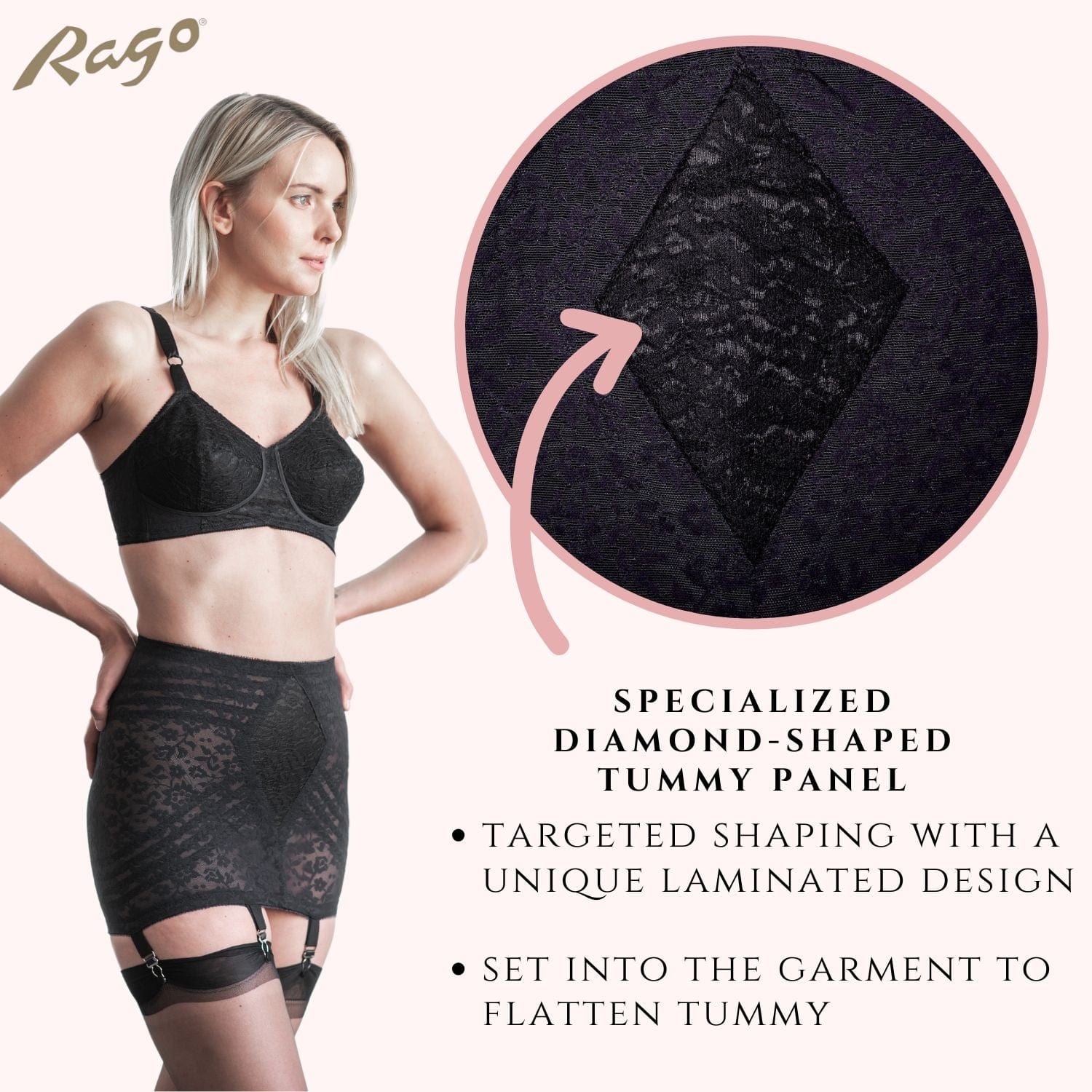 Style 1357 | Lace Waistline Open Bottom Girdle | Extra Firm Shaping - Image 3