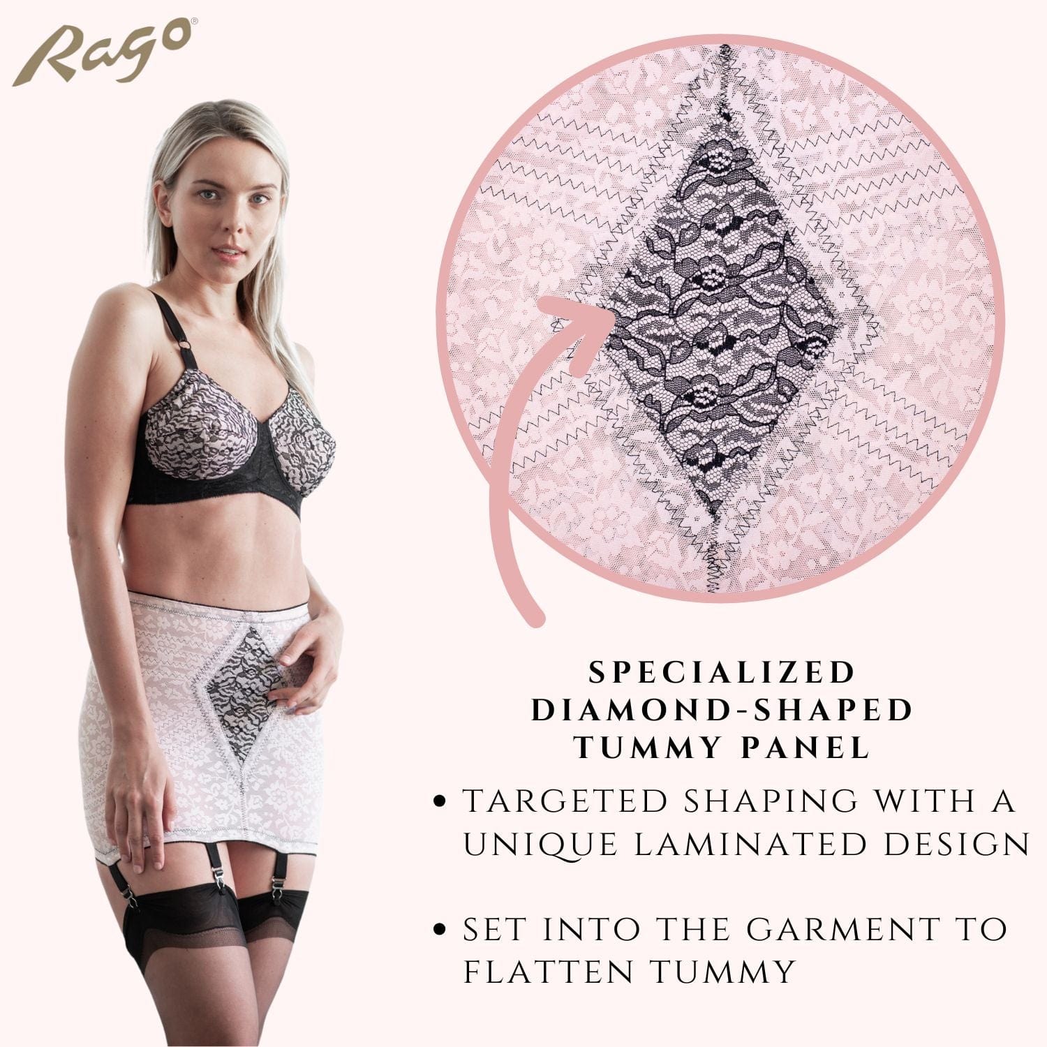 Style 1357 | Lace Waistline Open Bottom Girdle | Extra Firm Shaping - Image 9