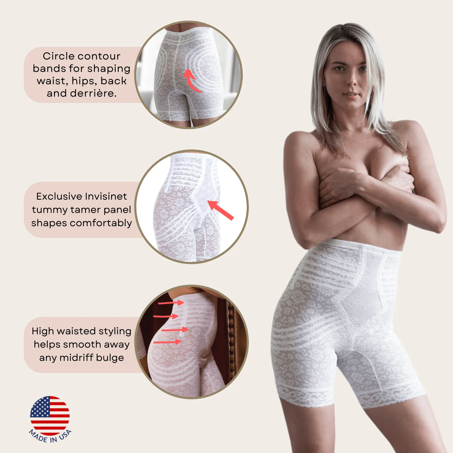 Style 6207 |  No Roll High Waist Lace Thigh Slimmer with Extra Firm Support - Image 28