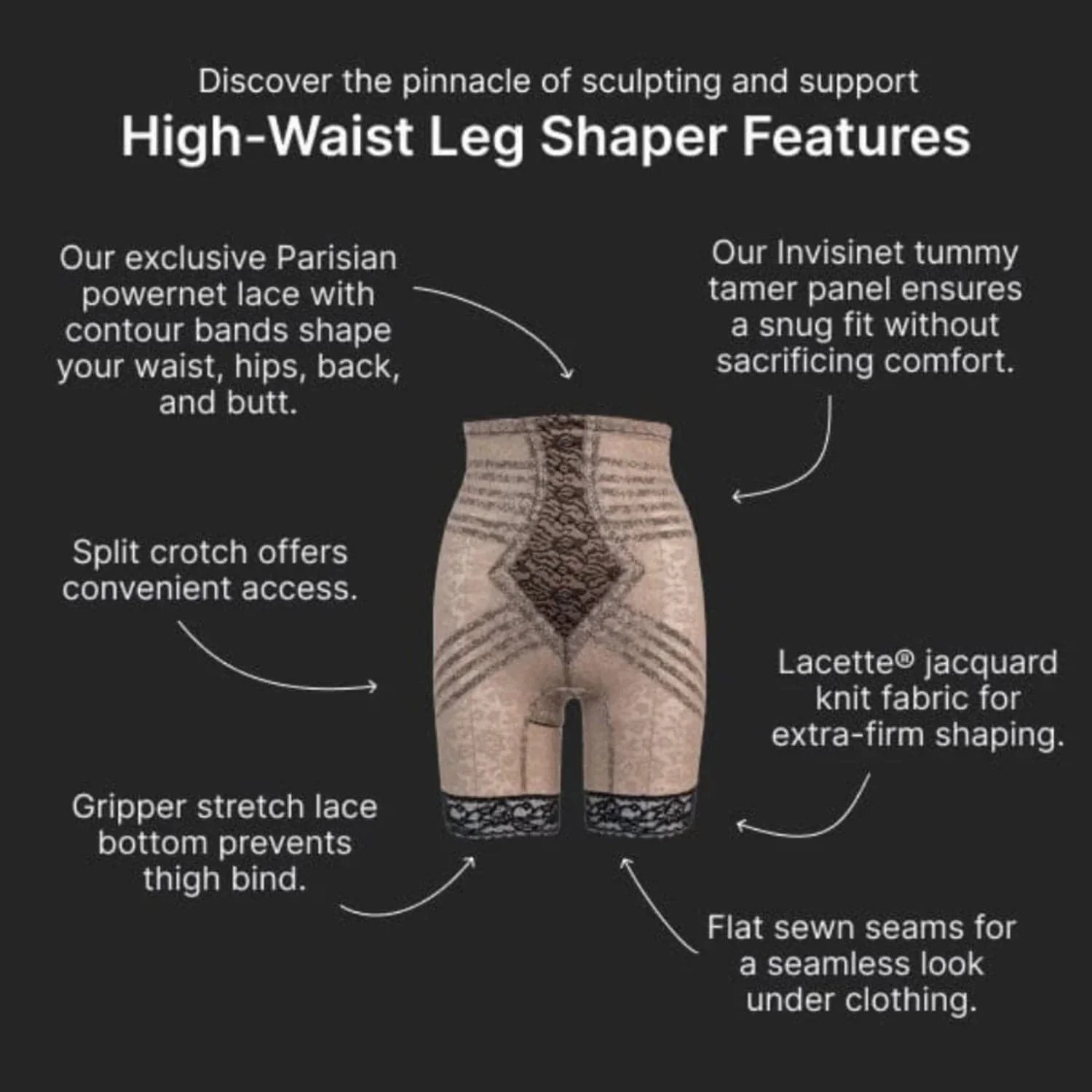 Style 6207 |  No Roll High Waist Lace Thigh Slimmer with Extra Firm Support - Image 44