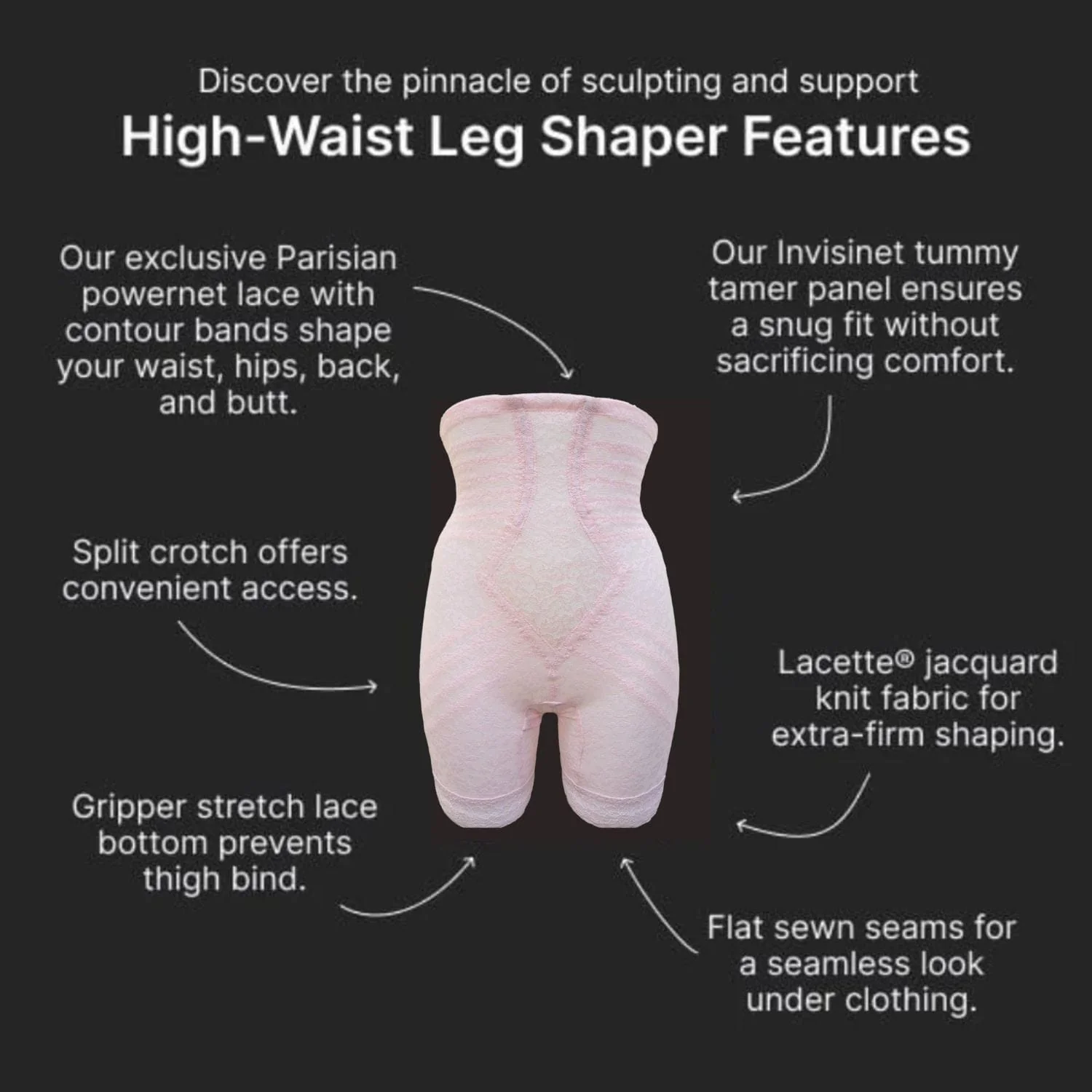 Style 6207 |  No Roll High Waist Lace Thigh Slimmer with Extra Firm Support - Image 49