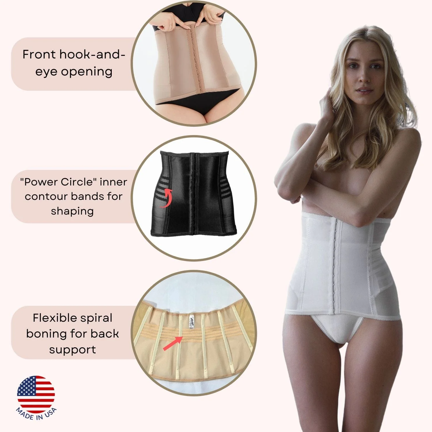 Style 821 | Shapette Powermesh Satin Panel Waist Cincher - Image 7