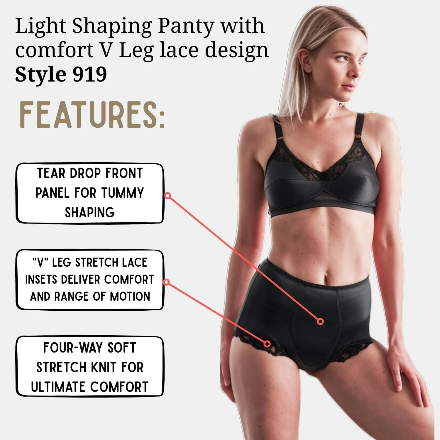 Light Shaping Panty with comfort V Leg lace design | Style 919 - Image 12