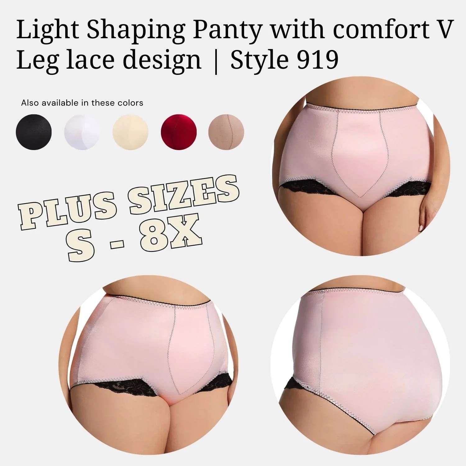 Light Shaping Panty with comfort V Leg lace design | Style 919 - Image 36