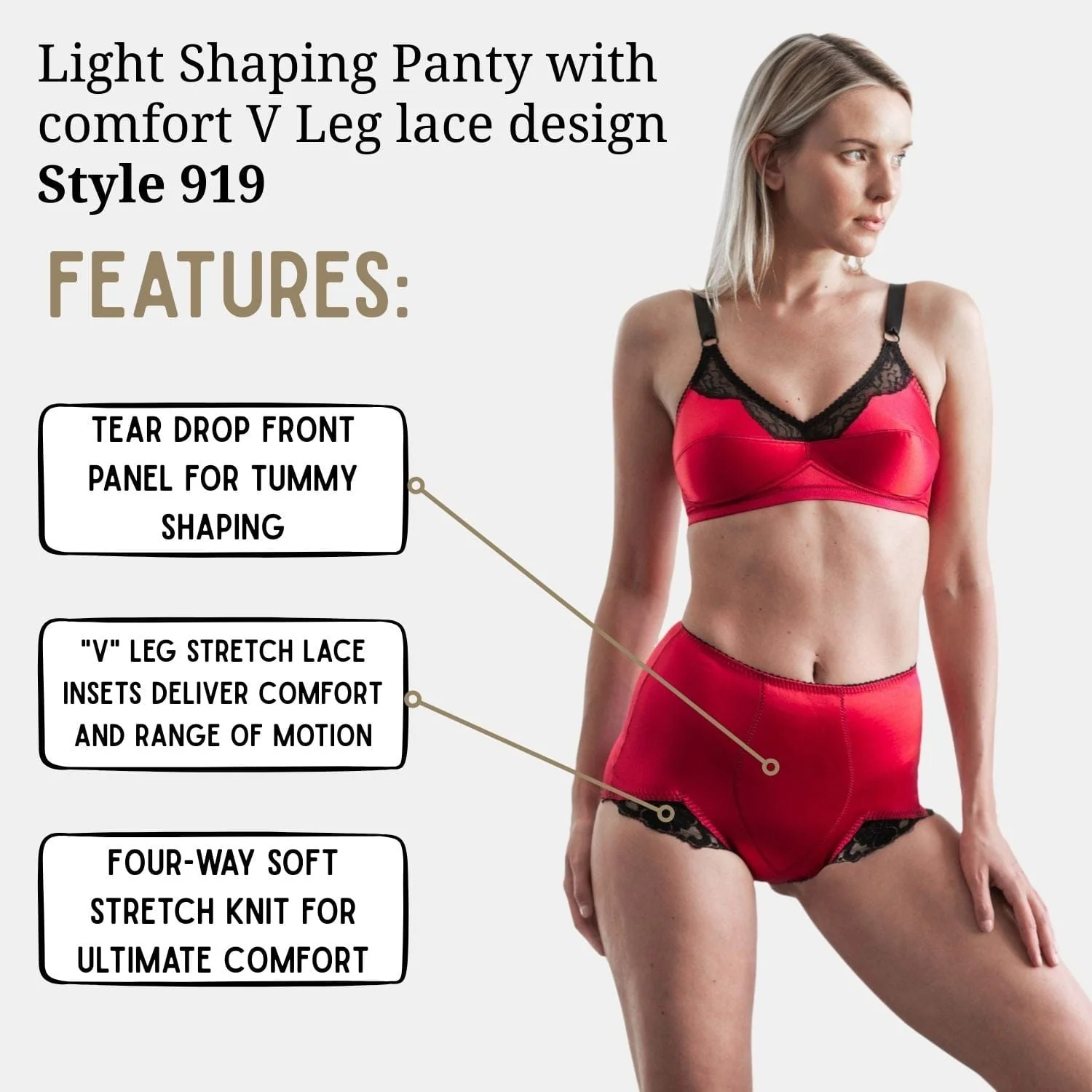 Light Shaping Panty with comfort V Leg lace design | Style 919 - Image 40