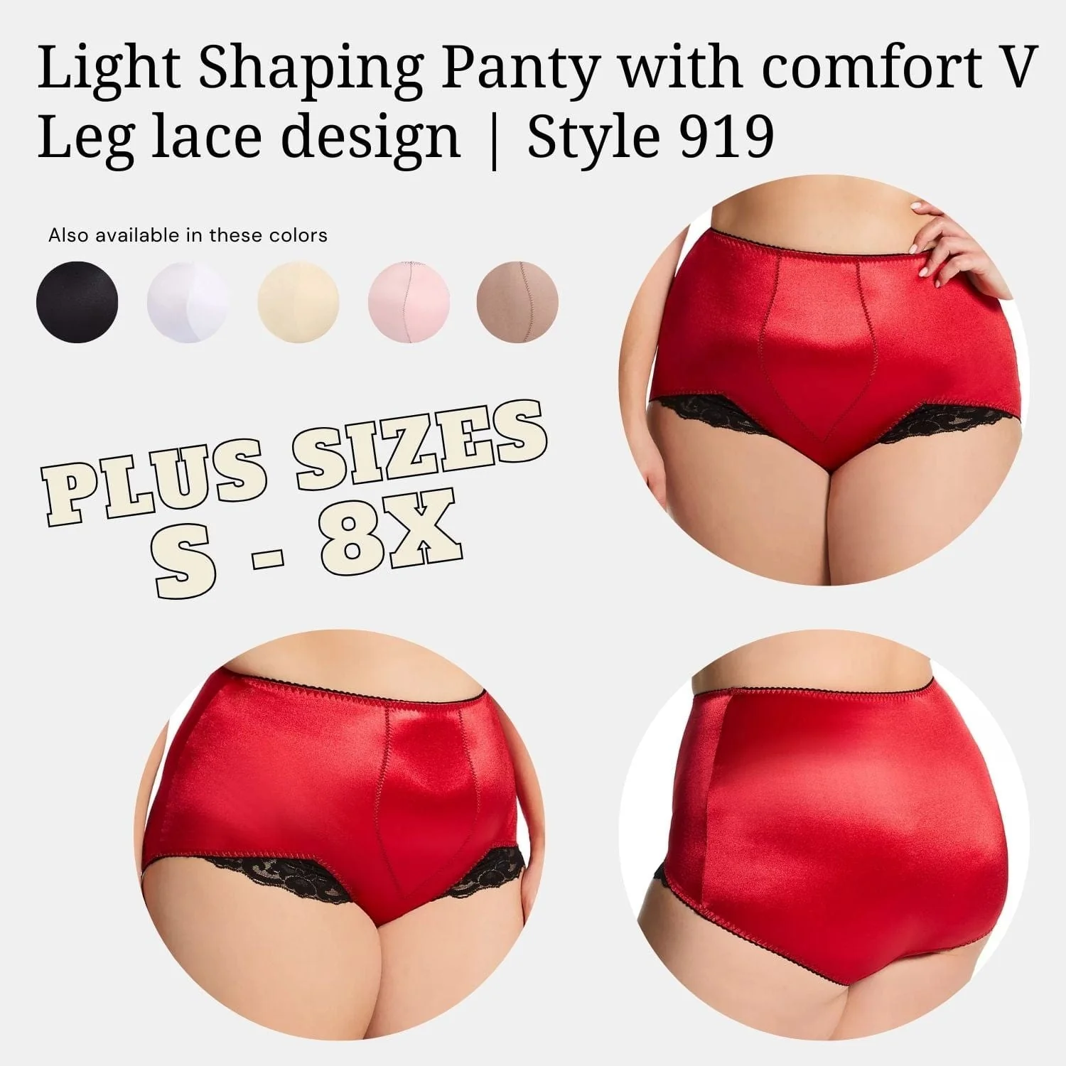 Light Shaping Panty with comfort V Leg lace design | Style 919 - Image 42