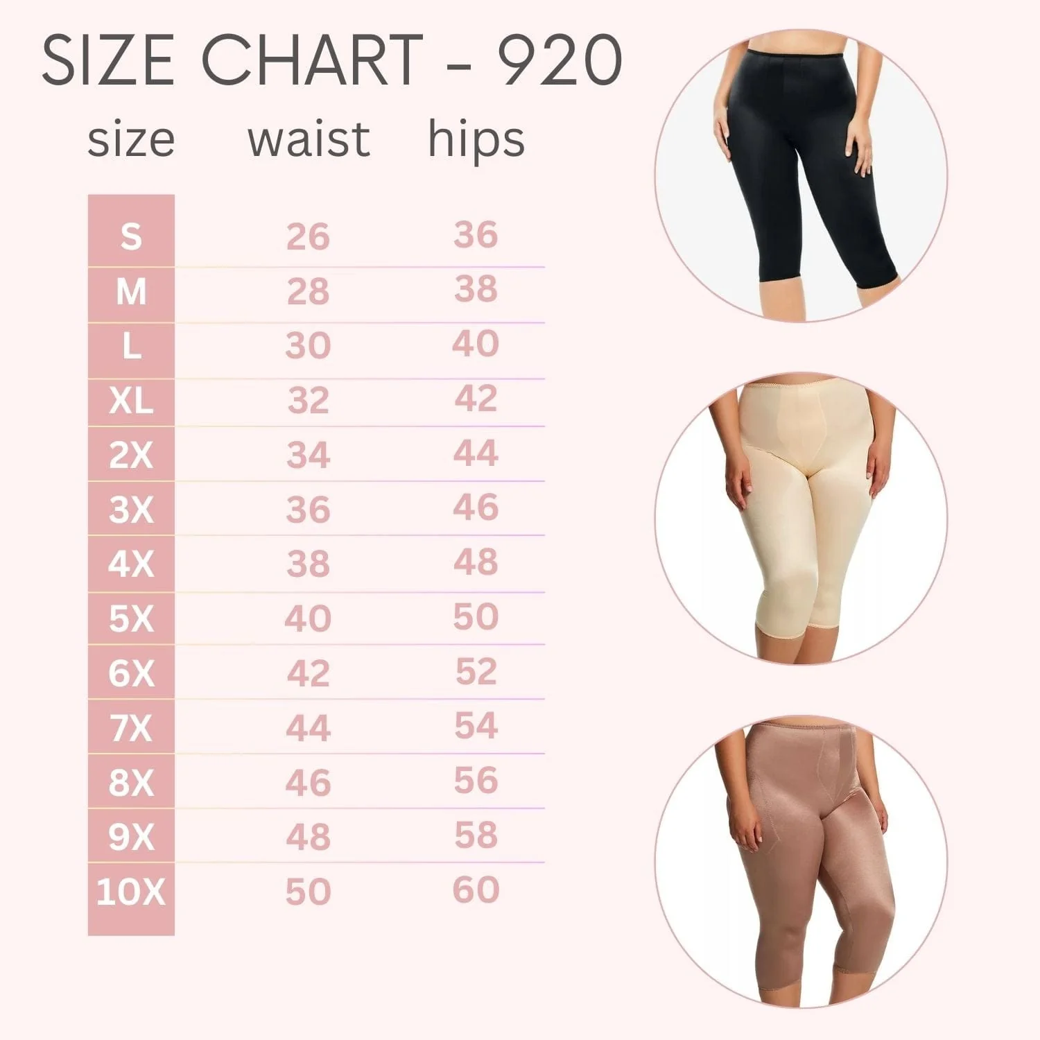 Style 920 | Capri Pant Liner Light Shaping | Satin 4-Way Stretch - Image 11