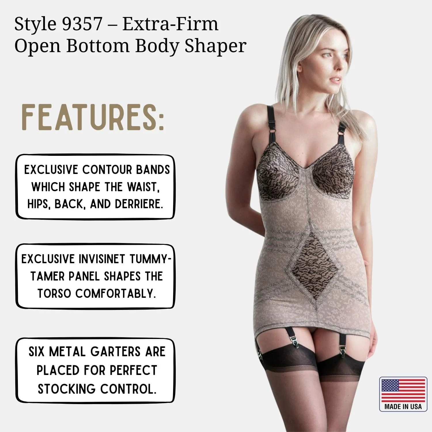 Style 9357 | Body Briefer Extra Firm Shaping  - Mocha/Black - Image 6