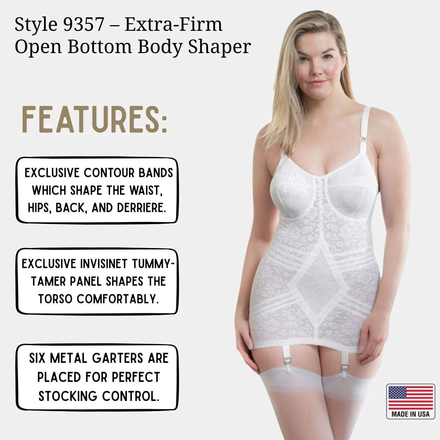 Style 9357 | Body Briefer Extra Firm Shaping  - White - Image 6